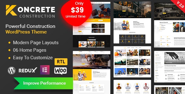 Koncrete - Construction Building WordPress Theme - Business Corporate
